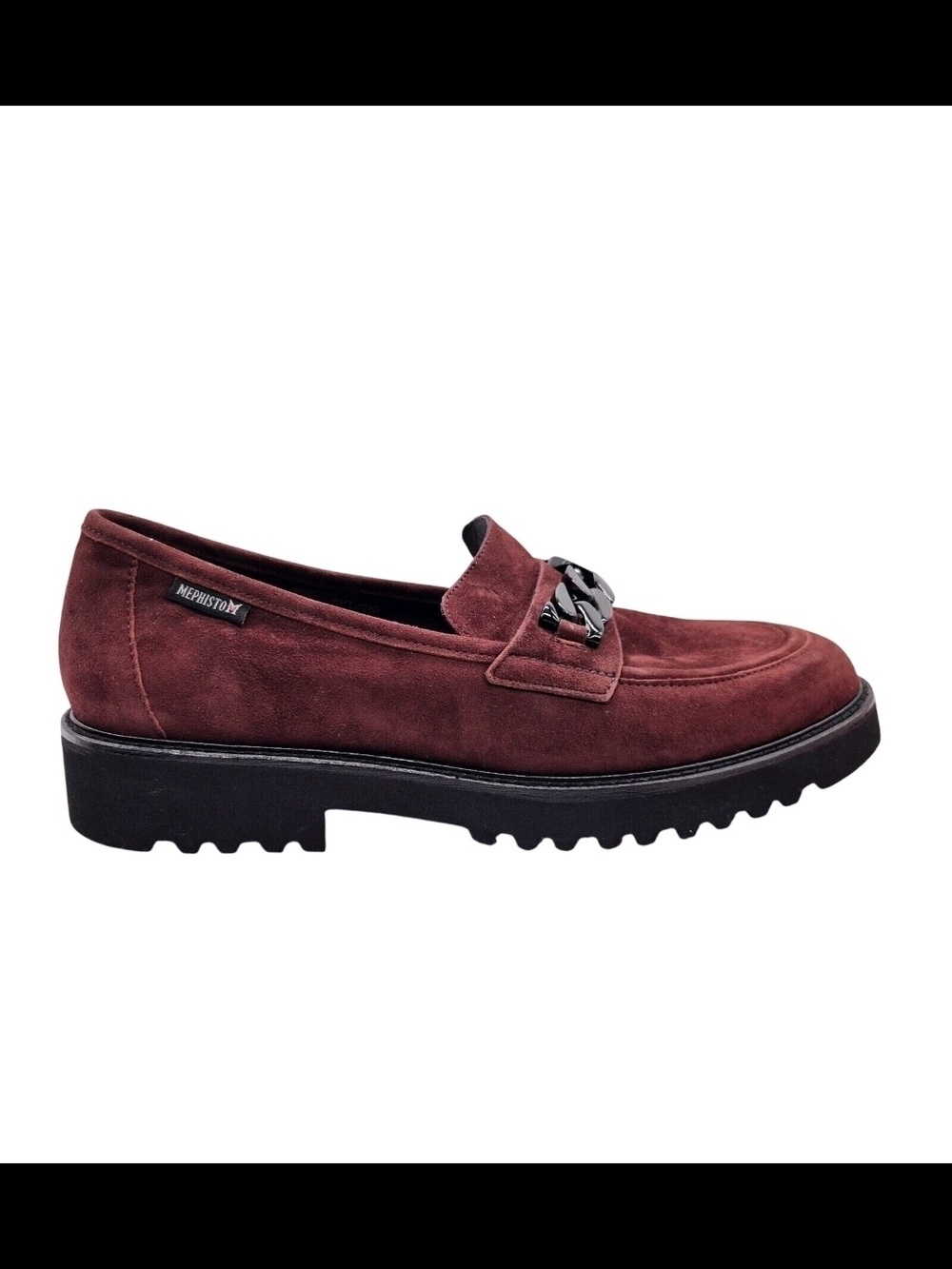 Mephisto Women's Burgundy Suede Chain-Trim Loafers Size 8 - Picture 5 of 8
